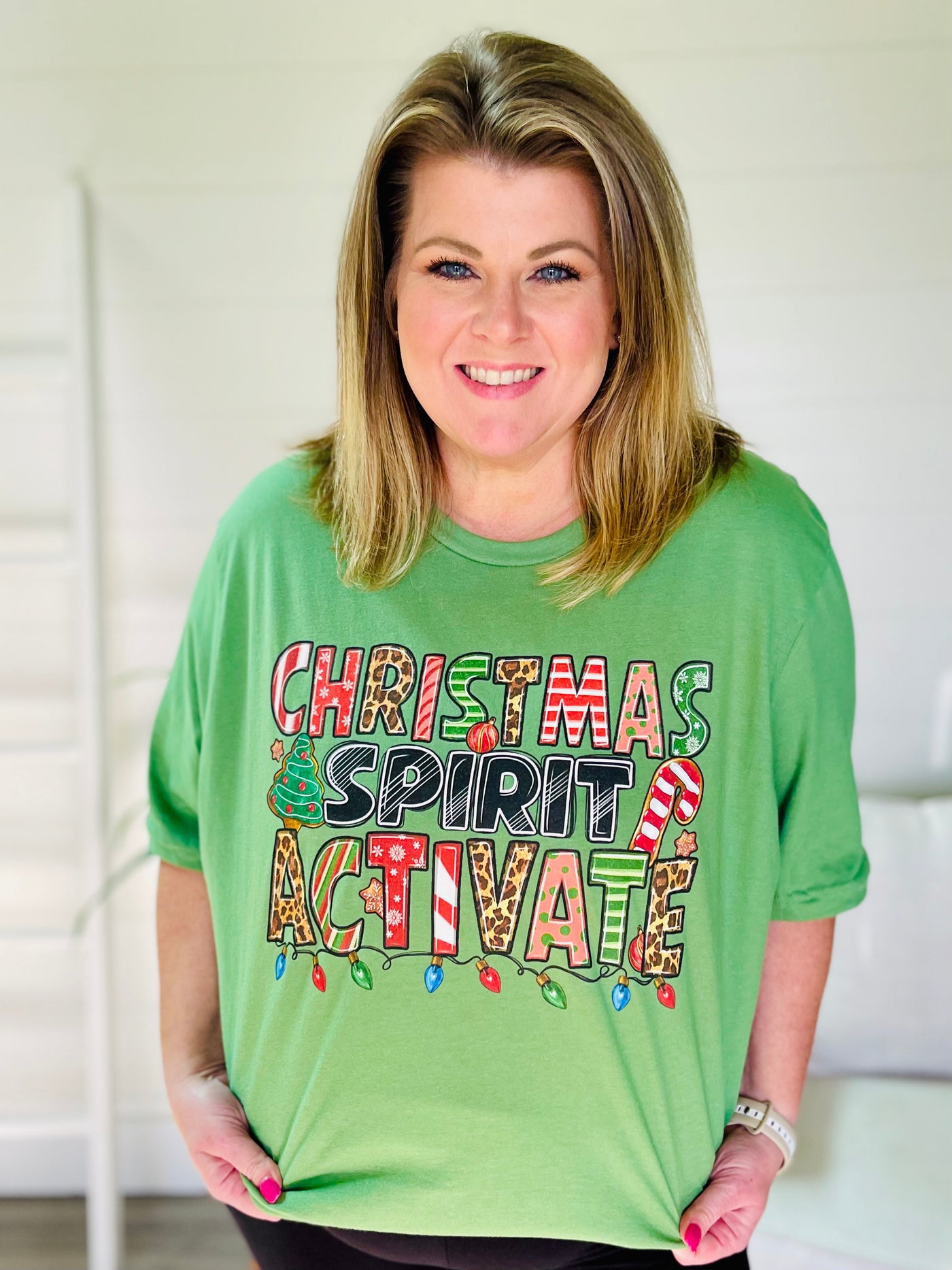 Christmas Spirit Activate Graphic Tee-Harps & Oli-Shop Anchored Bliss Women's Boutique Clothing Store