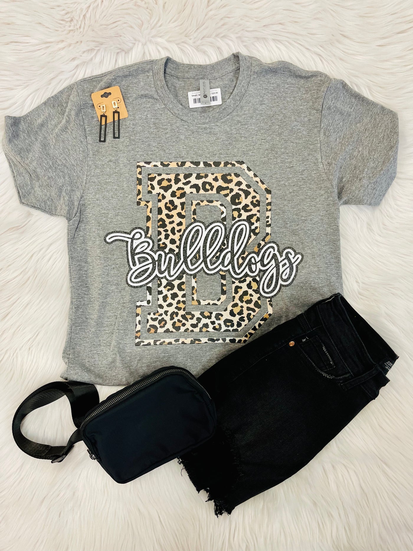 B Leopard Block Bulldogs Graphic Tee-Harps & Oli-Small-Short Sleeve-Shop Anchored Bliss Women's Boutique Clothing Store