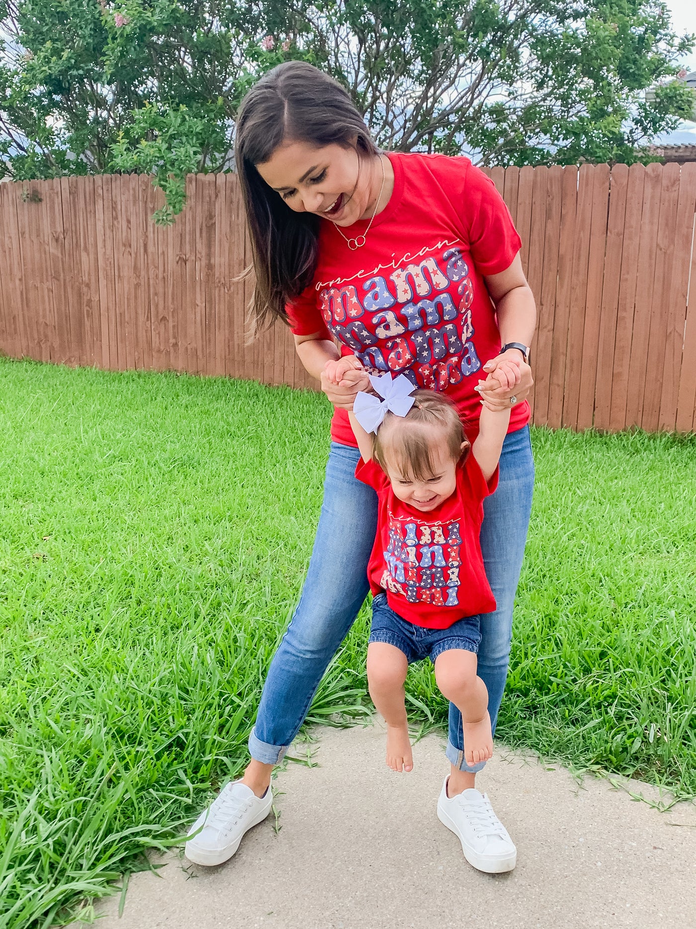 American Mini Repeat Graphic Tee-Harps & Oli-Shop Anchored Bliss Women's Boutique Clothing Store