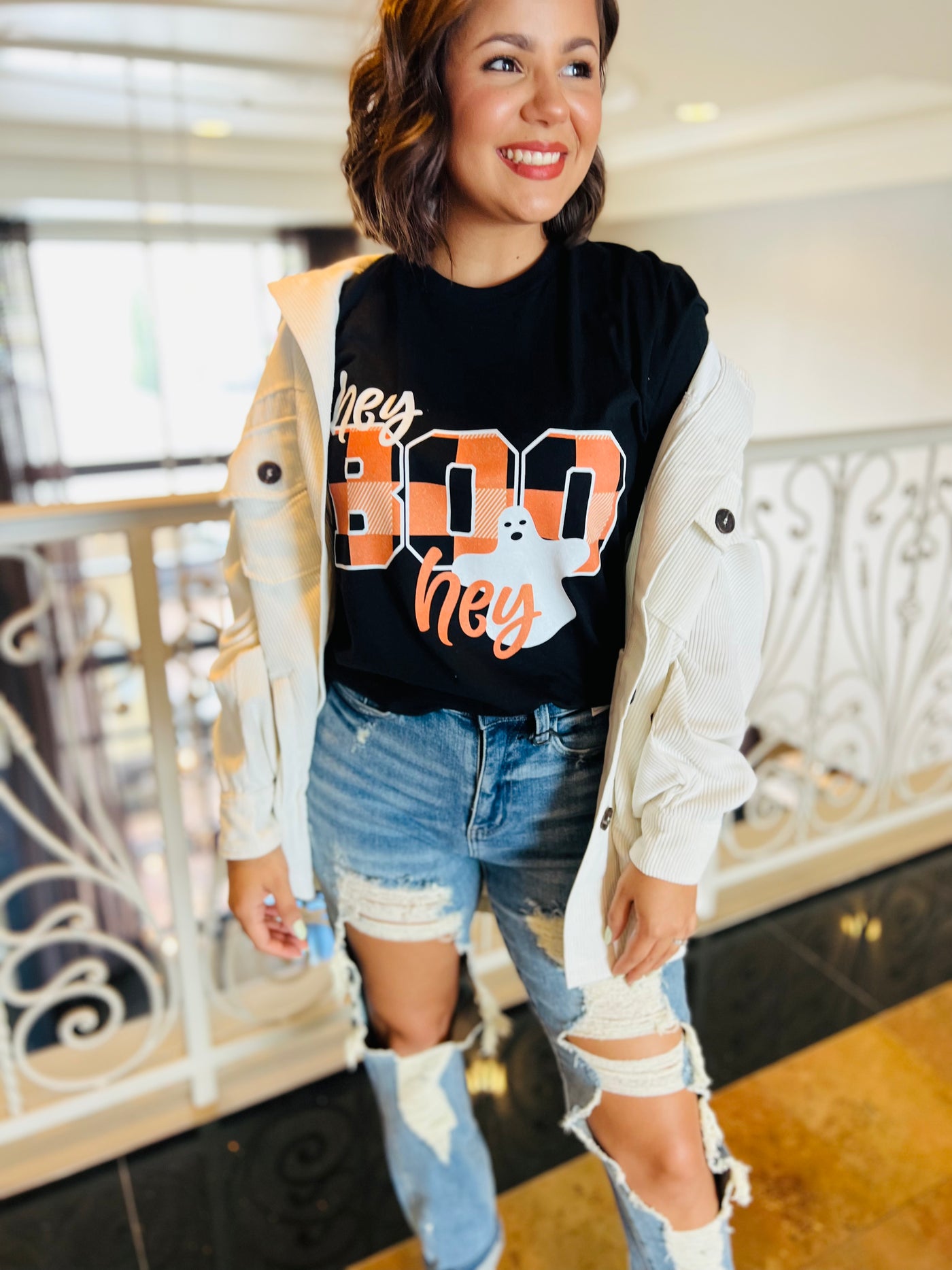Hey Boo Hey Graphic Tee-Harps & Oli-Shop Anchored Bliss Women's Boutique Clothing Store